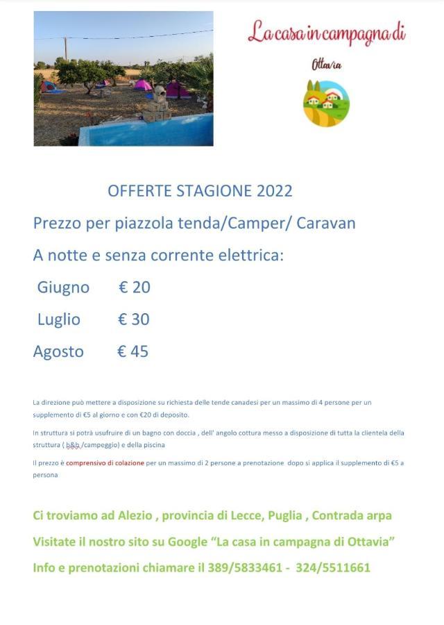 Hotel Aree Tende Presso La Casa In Campagna Di Ottavia Alezio Exteriér fotografie
